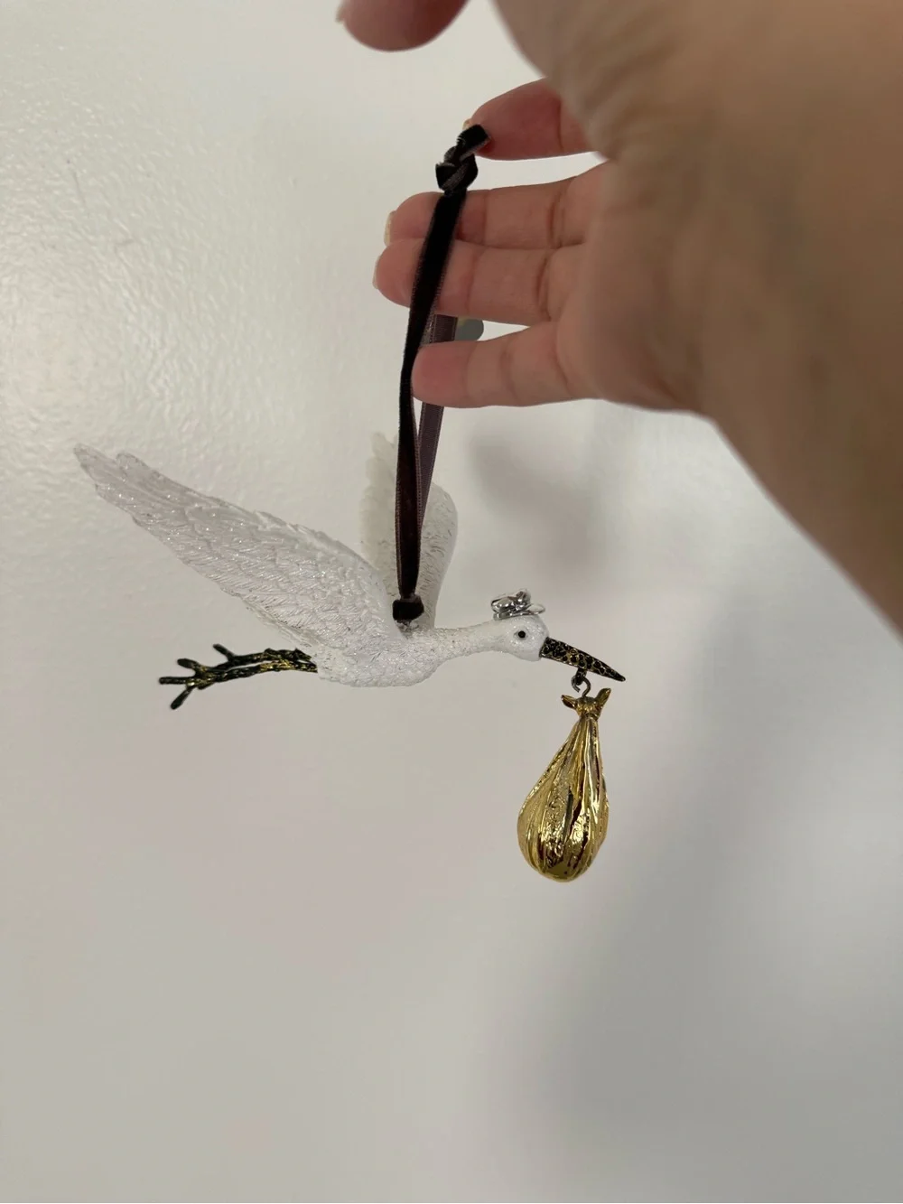 Michael Aram Stork Ornament in White and Gold
